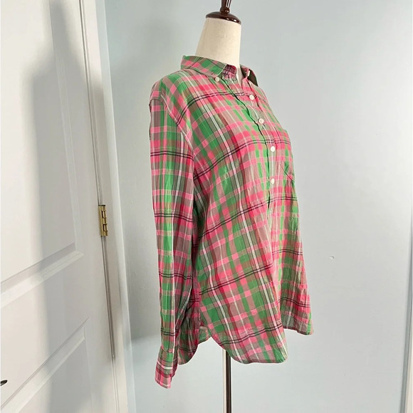 J.Crew Classic-fit popover in crinkle plaid size 8 - Picture 4 of 8